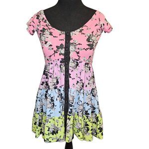 Betsy Johnson women's Mix floral print dress, size small, High/Low skirt